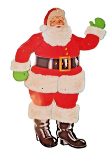 Decorazione Babbo Natale Vintage 1978 Cartone Ritagliato Snodato 29" - Foto 1 di 11