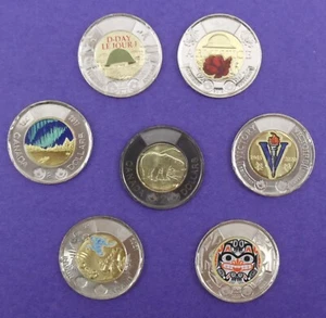 7 CA TOONIES, 2017-2021 ALL COLORED PLUS BLK RIM 2022, ALL FROM BU ROLLS - Bild 1 von 4