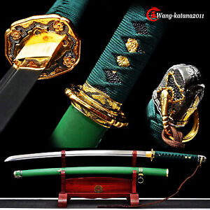 Green Gunto 98 Type Military Saber T10 Steel Japanese Samurai Katana Sharp Sword