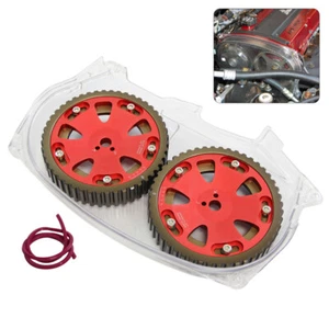 Clear Timing Belt Cover +Cam Gear For Mitsubishi Lancer EVO 9 IX 4G63 Red - Picture 1 of 10