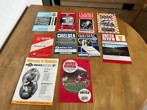 Programmi calcio away Manchester City x 10 anni 60/70 incl v Manchester Utd - Foto 1 di 13