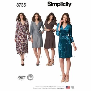Vestido envolvente Simplicity patrón de costura 8735 talla 16-24 SIN CORTAR - Imagen 1 de 4