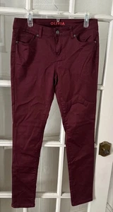 Olivia Maroon Jeans Womens Junior 11 Skinny Sateen Wine NWOT Delias - Picture 1 of 9