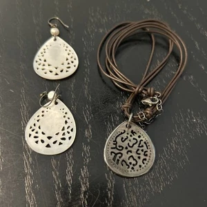 Silpada Abalone Ohrringe und Halskette 925 Sterling Silber geschnitzt Abolone - Bild 1 von 4