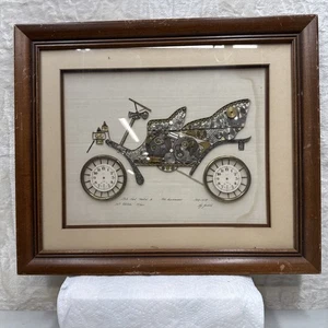 Vintage signiertes GIRARD Ford Model A Auto aus Uhrenteilen mattiert & gerahmt (55/200) - Bild 1 von 9