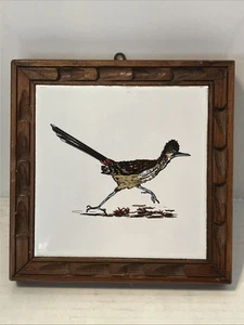 Vintage Wood And Tile Roadrunner Trivet / Wall Art Made In Mexico 🇲🇽 - Picture 1 of 16