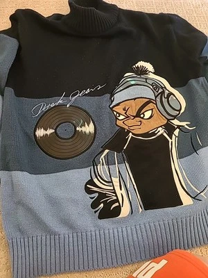 Camiseta suéter Dtek anos 90/2000 hip hop Y2K discos de vinil DJ - Imagem 1 de 4