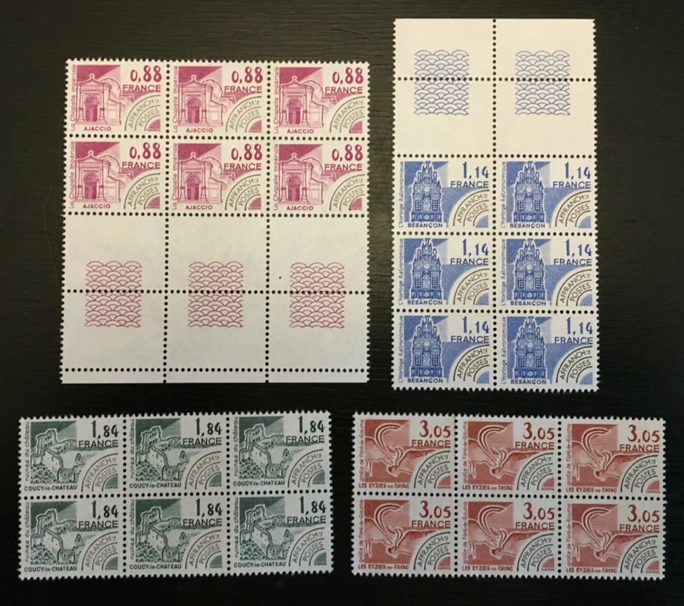 FRANCE 1981 Pre-Cancels set Blocks of 6 Monuments MUH Yv170-173(SPM237~) - Image 1 of 1