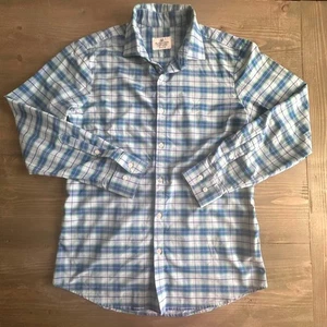 Mizzen+Main Blue Plaid Trim Fit Button Up Shirt Preppy Collared Mens Large - Picture 1 of 8
