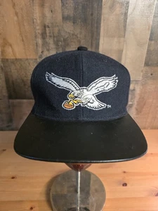 Vintage 90s Starter Philadelphia Eagles Black Dome Plain Logo Snapback Hat Wool - Bild 1 von 15