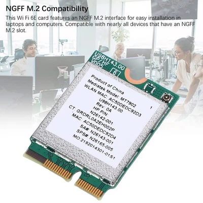 ~Wireless Net Card For Wins 10 11 M.2 NGFF 4200Mbps 2.4GHz 5GHz 6GHz Laptop Net - Image 1 of 4