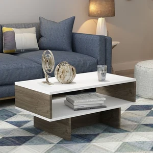 Couchtisch Mjölby 36.4x80x45 cm Weiß / Walnuss [en.casa] - Bild 1 von 5