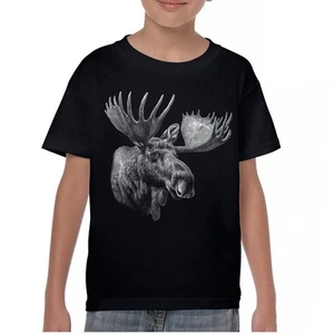 Camiseta Majestuoso Alce Retrato Juvenil Vida Silvestre Naturaleza Northwoods Animal Niños - Imagen 1 de 8