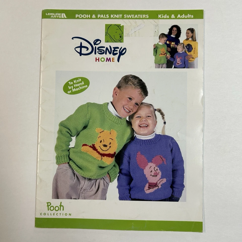 Leisure Arts Pooh & Pals Knit Sweaters Pattern Booklet Hand or Machine Disney - Image 1 of 4