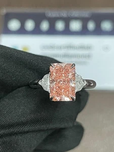 2.50 Radiant Lab Grown Diamond Engagement Ring Fancy Vivid Pink IGI Certified - Picture 1 of 11