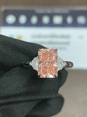 2.50 Radiant Lab Grown Diamond Engagement Ring Fancy Vivid Pink IGI Certified - Image 1 of 4