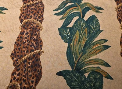 Vtg Anju Woodridge Jungle Vine Leopard Print 6.5 Yds 14 Color  Screen Print - Image 1 of 4