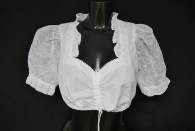 Gr.40 Dirndlbluse weiß Bluse für Dirndl Tramontana mit Spitze Stickerei B11145 - Bild 1 von 4
