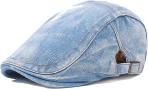 Béret casquette jean BLEU DENIM homme Bleu Ciel ajustable visières Mi-saison - Imagen 1 de 4