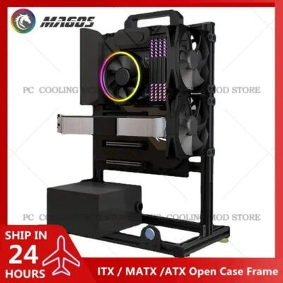 Open Frame ATX ITX MATX Aluminum PC Case for Gaming & Water Cooling - Image 1 of 4