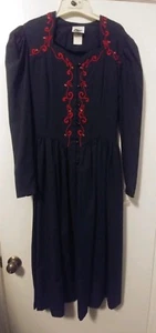 New 80's Vintage Embroidered Bedazzled Western Collection Dress Size 16 Cowgirl - Picture 1 of 11