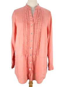 J Jill Pintuck Shirt size L Linen Orange Long Sleeve Button Down - Picture 1 of 9