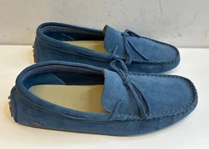 LACOSTE Hombres Zapatos Azul Gamuza Sin Cordones Mocasines Zapatos Reino Unido Talla 8 Excelente - Imagen 1 de 13