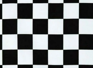 FAT QUARTER RACING CHECK BLACK & WHITE CHECKERED FLAG FABRIC NASCAR RACING CAR - Picture 1 of 2