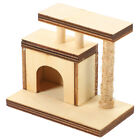 Mini Wooden Cat Climbing Tower 1:12 Scale with Scratch Post for Dollhouse-