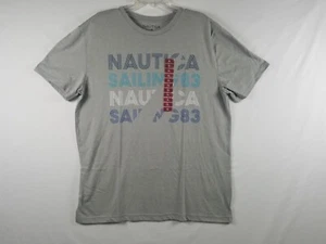 NUEVO CON ETIQUETAS Camiseta Nautica Gráfica Manga Corta Cuello Redondo Para Hombre XLarge Gris Vela 83 - Imagen 1 de 16