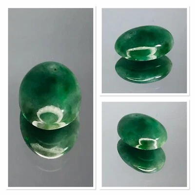 Jadeíta birmana ☼ Cabujón de jade 3,45 quilates verde imperial natural sin tratar  Foto 1 de 4