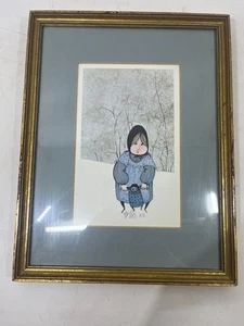 P. Buckley Moss Signed Numbered Print 946/1000 1980 Girl w/ Doll Framed Art - Picture 1 of 4
