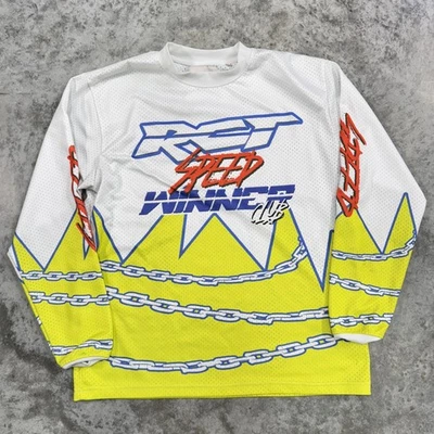 Camisa Pacsun Para Hombres Mediana Blanca Amarilla Velocidad Ganador Club Motocross Jersey AOP Foto 1 de 4