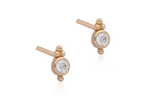14K Gold 0,13 Ct Laborgefertigte Diamant Mini Ohrstecker - edler Schmuck für Damen - Bild 1 von 7