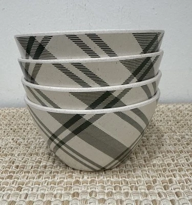 Juego pequeño de 4 cuencos de melamina a cuadros verde Hearth & Hand de Magnolia RARO Foto 1 de 4