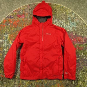 Columbia Omni Tech Rain Jacket Kids L 14-16 Red Lightweight Lined Seam Sealed - Picture 1 of 11