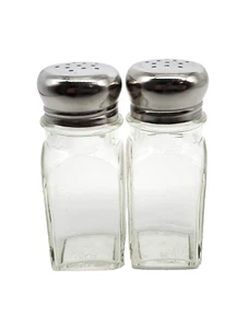 Shaker sale e pepe quadrato nostalgico 2 ct 2 oz VETRO - Foto 1 di 5