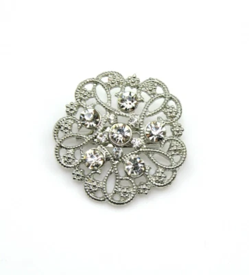 Broche pequeño tono plata estrás estilo art deco broches moda alfileres regalo Foto 1 de 4