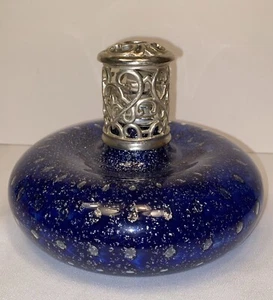Vintage mundgeblasene Glas katalytische Duftöllampe Kobaltblau Silber - Bild 1 von 12