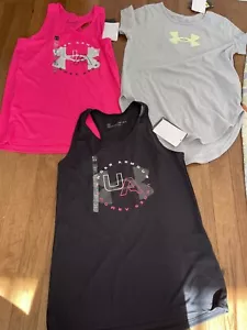 Lot of 3 Under Armour Girls YMD Size Youth Medium Tees Tanks - Picture 1 of 1