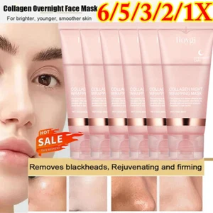1-6Pack Collagen Overnight Wrapping Peel Off Facial Mask Renewal Night Skin Care - Picture 1 of 30