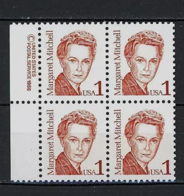Scott # 2168 - U.S. USPS Block Of 4 - Margaret Mitchell - MNH - 1986 - Image 1 of 4