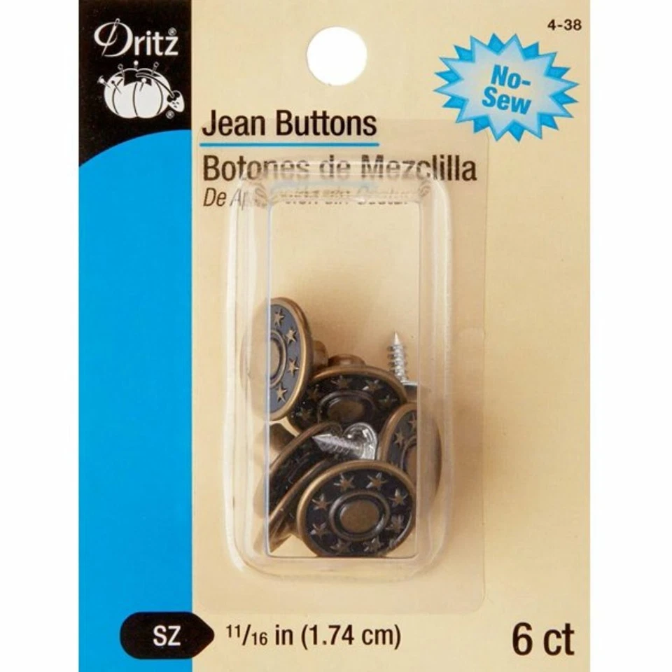 Jean Buttons by Dritz Antique Brass 6pc