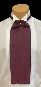 Men's Burgundy Red Paisley Ascot Cravat Tie with Pin Victorian Morning Dress - Picture 1 of 2