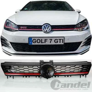 SPORT KÜHLERGRILL WABEN SCHWARZ GLÄNZEND ROTE LEISTE für VW GOLF VII GTI LOOK - Afbeelding 1 van 7