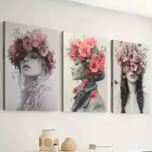 3pcs Simple Style Prints with Women'S Faces Wall Art Canvas Unframed/Framed - Picture 1 of 9