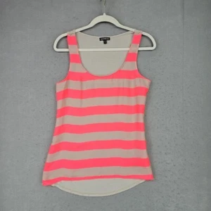 EXPRESS Tank Top Damen S neon pink gestreift U-Ausschnitt Racerback Frühling Sommer - Bild 1 von 6