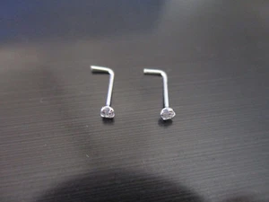 2 pezzi argento sterling forma L naso perno 1mm pietra 22 calibro 8mm lungo molto piccolo - Foto 1 di 1