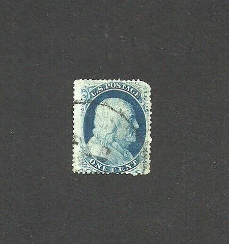 US Scott #24 Type I, Blue Frankin one-cent, Fine Cover