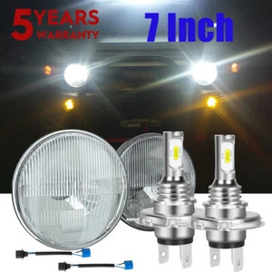 7 Inch LED GLASS Headlight Round Pair For Jeep Liberty 2003-2007 2.4L 2.8L 3.7L - Picture 1 of 18